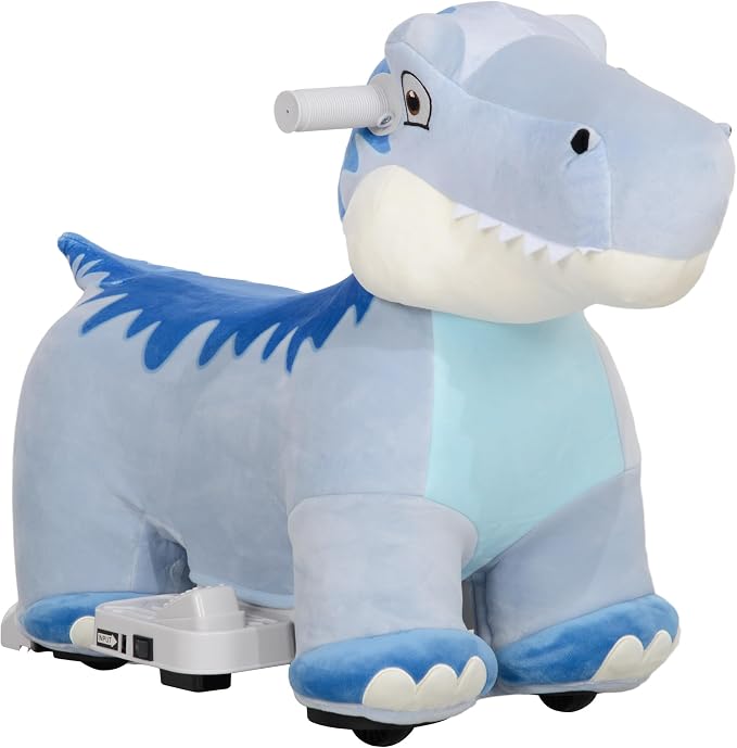 Qaba 6V Kids Ride on Horse, Battery Powered Ride on Toy, Tyrannosaurus Shaped Electric Riding Animal with Music Forward, PU Wheels, for Girls Boys Aged 18-36 Months, Green