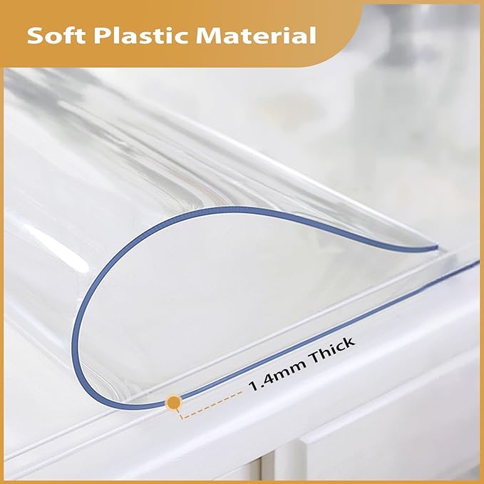 Clear Table Protector 12 x 14 Inch, 1.4mm Thick Waterproof PVC Plastic Table Cover, Durable Table Pad for Dining Room, Kitchen, Writing Desk, and Coffee Tables