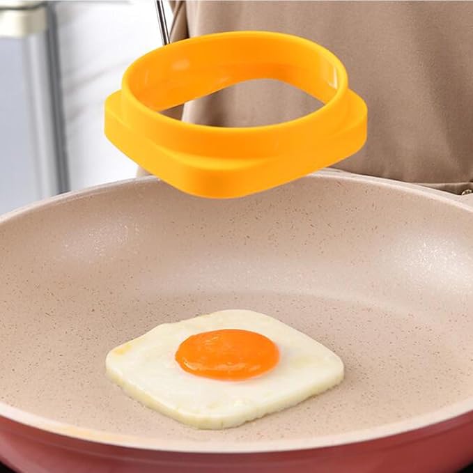 Yelleow Fried Egg High Temperature Resistance Flexible Food Grade Double-sided Square Round Egg Fryer Mould for Home Fried Egg Ring，Specialty Cookware，Eggs Poachers