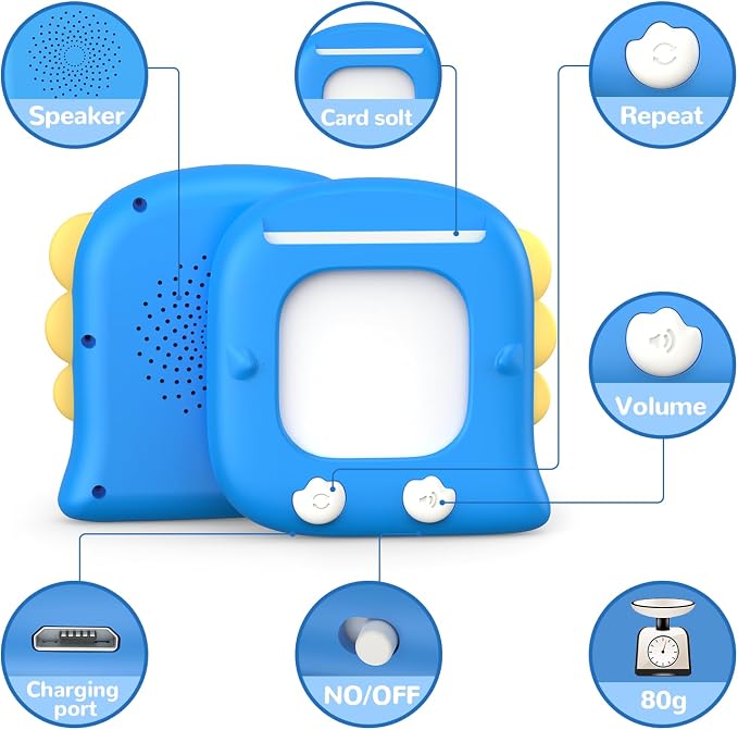 Kidzdo 520 Words Talking Flash Cards, Christmas Birthday Gifts for 2 3 4 5 6 Year Old Boys, Early Education Learning Toys, Autism Sensory Toys for Autistic Kids, Blue
