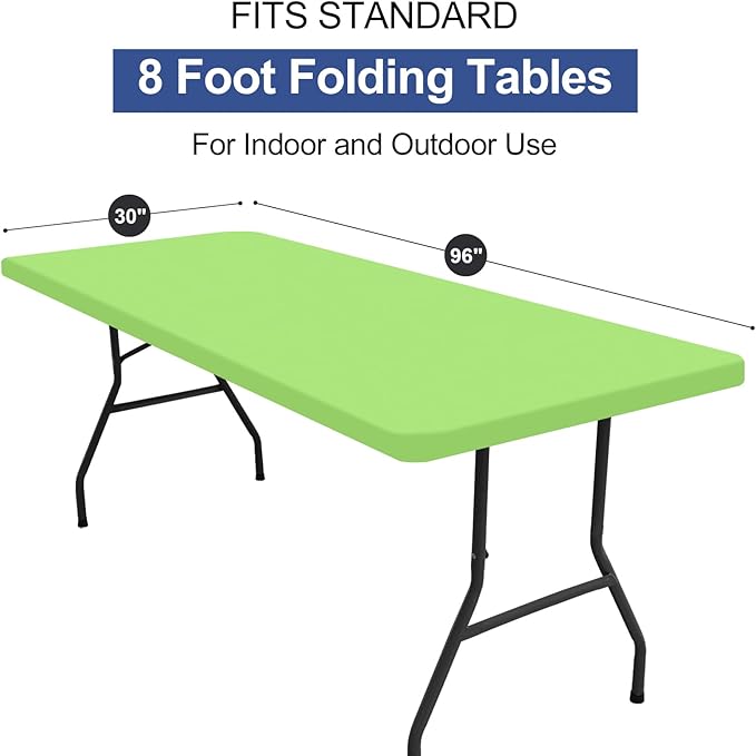 homing Rectangle Table Cloth Cover, Waterproof Polyester Elastic Fitted Tablecloth, Fits for 8 Foot Folding Tables, Washable Table Protector for Picnic, Camping, Outdoor (Lime Green, 30" x 96")