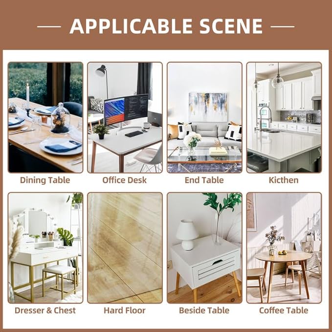 Warmstar Clear Table Protector, 38 x 61 Inch, 1.5mm Thick PVC, Rectangle, Dining Room Table, Desk, Kitchen