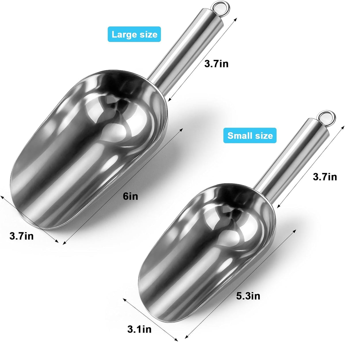 Stainless Steel Ice Scoop for Freezer with Magnetic Hook - Ice Scoop for GE Profile Opal 2.0 Nugget Ice Maker, for Kitchen Bar Party Accessories (Large)