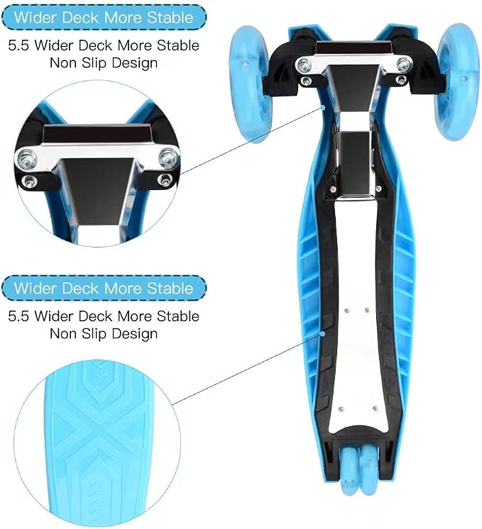 3 Wheel Scooter for Kids Ages 6-12,Kids Scooter with Light Up Wheels, Sturdy Deck Design, and 4 Height Adjustable Suitable for Kid Ages 3-12