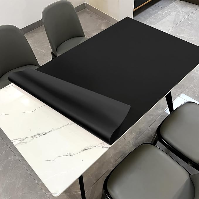 Dining Table Pad - 34x72 Inch Waterproof Easy to Clean Can Conceal Flaws Protector The Table Top from Scratches Used for Dining (Black+Black 34x72)