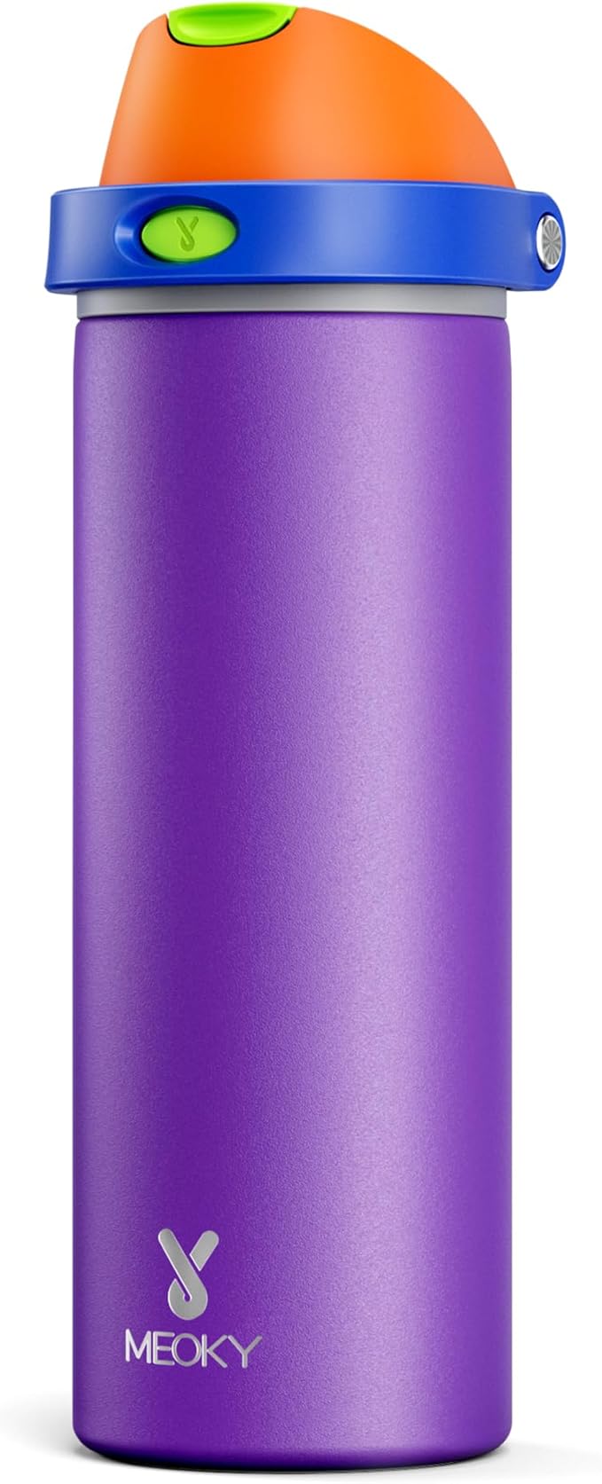 24 oz Insulated Water Bottle for Women: Meoky Stainless Steel Metal Water Bottle with 2-in-1 Straw and Spout Lid - Leak Proof, Cold for 24 Hours, Protective Silicone Base, BPA-Free for School, Violet