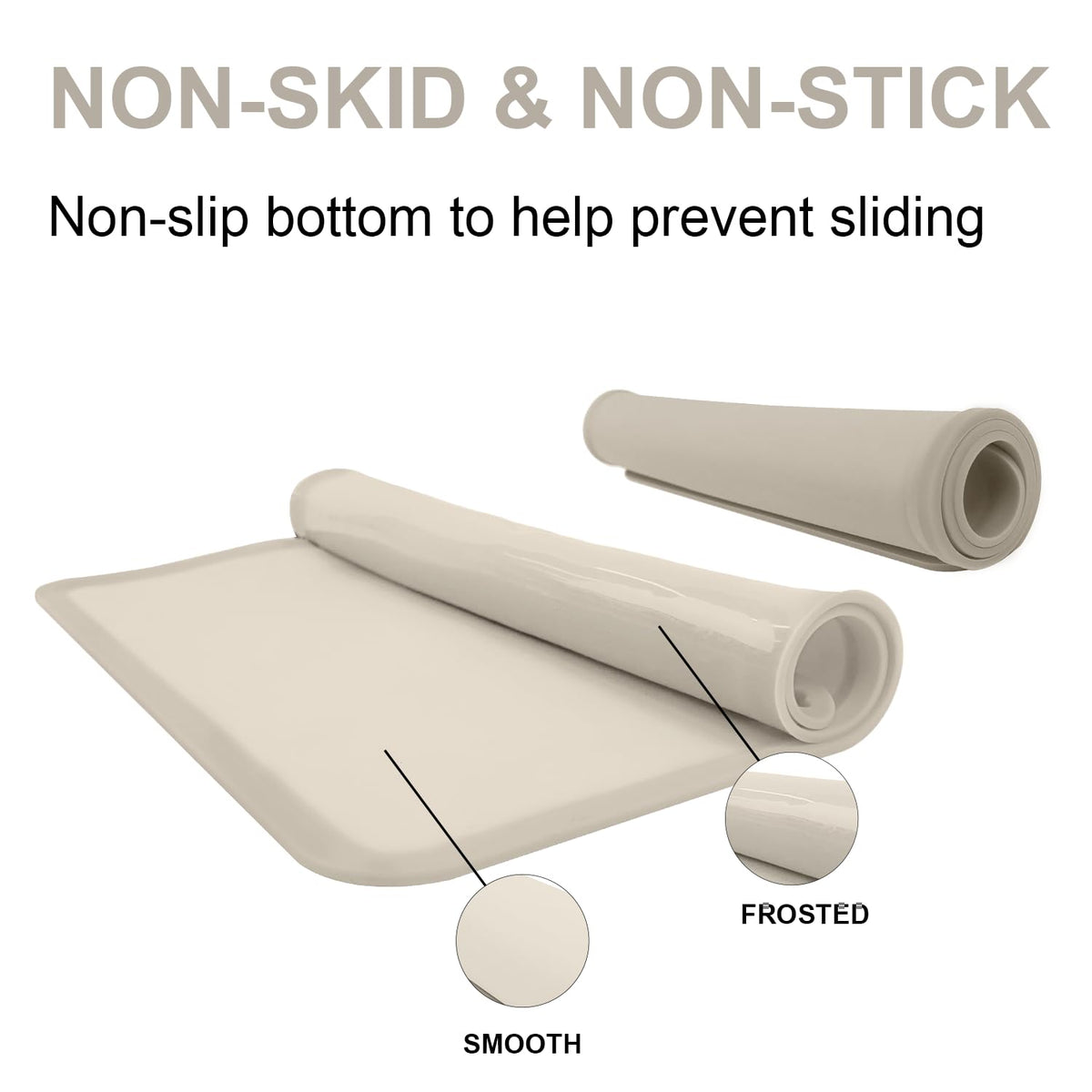 Silicone Placemats for Toddlers Thicker Version, Non-Slip Reusable Kids Placemats for Dining Table, Stain-Proof Baby Table Mat for Restaurants 4 Packs (Light Gray&Beige)