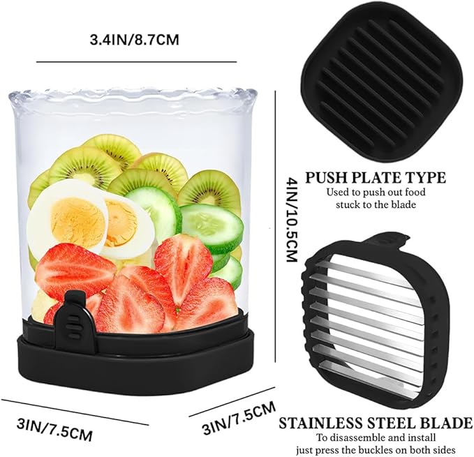 Strawberry Slicer, Fruit Slicer Cup with Push Plate, Grape Cutter Cup Slicers Kitchen Gadget for Egg Kiwi Banana Cucumber, Strawberry Slicers Cutter Tool for Fruits Vegetables (Light Blue, One Size)