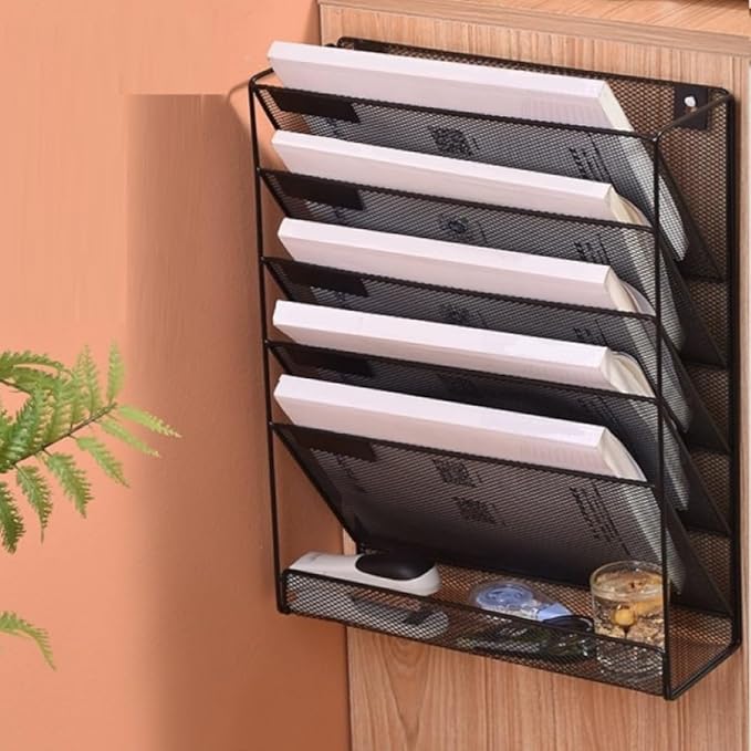 Kuntine.B 6-Tier Wall File Organizer Hanging File Organizer Cubicle Organizer Wall File Holder for Office Home, Black