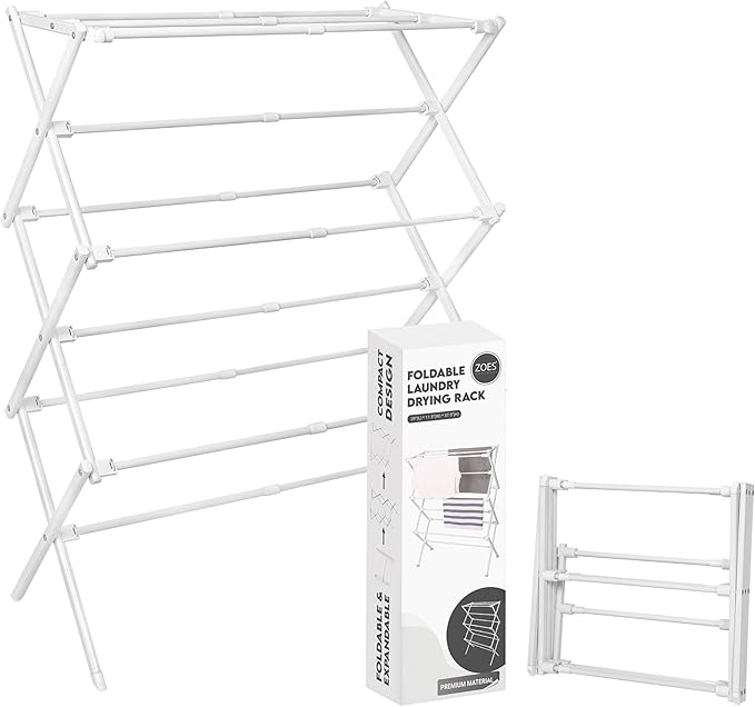 2026 Enhanced Clothes Drying Rack | Foldable Drying Rack Clothing for Laundry | Small Collapsible Portable Dryers for Laundry | Use for Indoor & Outdoor | White 37.5"x29"x12"