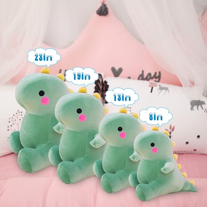 DUANMUL Cute Dinosaur Plush Toys, Fat Dinosaur Stuffed Animals Toys Dolls, Dinosaur Plush Toy Soft Stuffed Animal Dino Plushies Doll Cute Birthday Gifts for Kids Girls Boys (Green,13in)