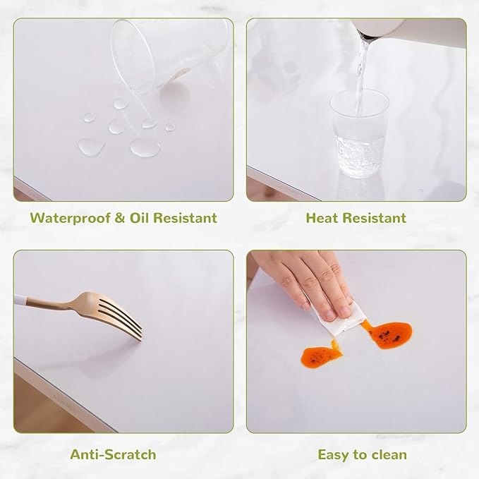 20" x 42" Clear Table Cover Protector, Waterproof & Heat Resistant (Up to 176F/80C), Thick Plastic Table Pad for Dining Room, Kitchen, Office