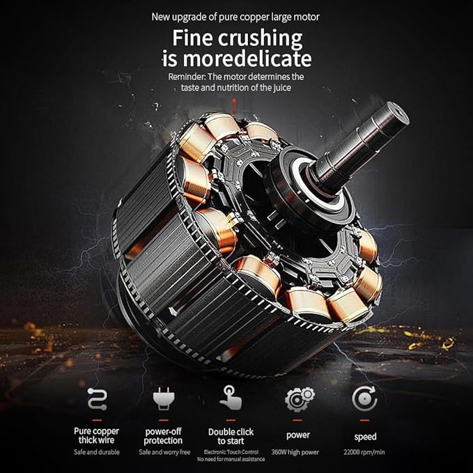 Personal Juice Blender With 24-Ounce Capacity Portable Mixing Cup USB Rechargeable Smoothie Maker BPA-Free With Leak-Proof Lid Suitable For Travel Fitness Camping And Home Use (Black)