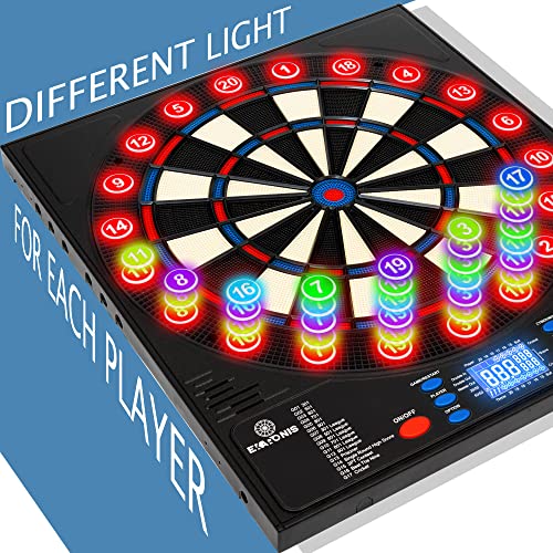 Electronic Dartboard 34 Games 355 Variations with 12 Darts Illuminated Dartboard Dart Storage for 12 Darts