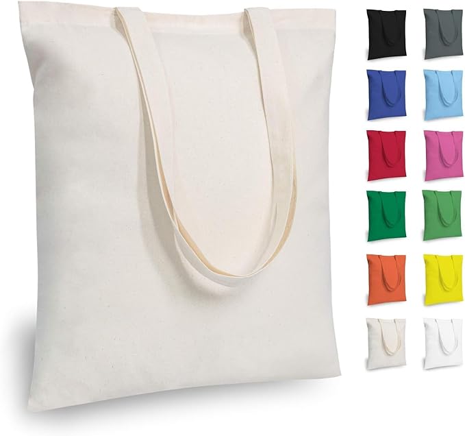 TOPDesign 3 | 6 | 12 | 24 | 48 | 192 Pack Economical Cotton Tote Bags, Lightweight Medium Reusable Grocery Shopping Cloth Bags, Suitable for DIY, Advertising, Promotion, Gift, Activity (3-Pack)
