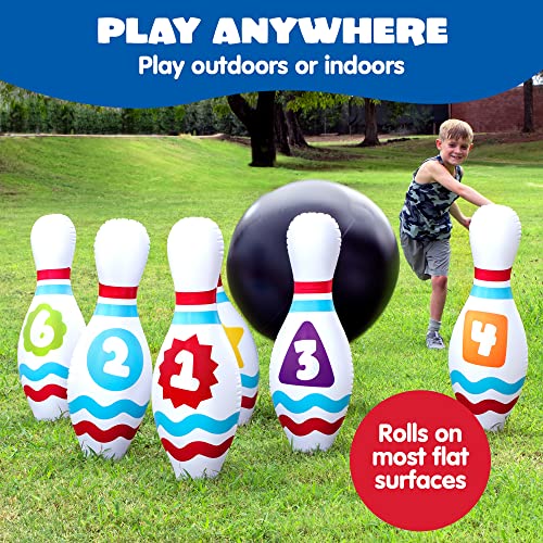 JOYIN Giant Inflatable Bowling and 31PCS 3 in 1 Carnival Play Set for Toddlers & Adults, Outdoor & Indoor Family Fun Games, Lawn Games