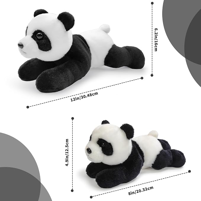 Panda Stuffed Animal for Kids,8 inch Realistic Animal Plush Toy Lying Down Posture Animals,Plush for Boys Girls Adult Birthday Hug Teaching(S-Panda)