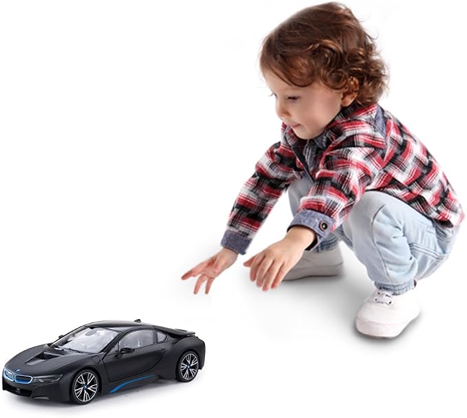 RASTAR Remote Control Car, 1:14 BMW i8 Radio Remote Control Racing RC Toy Car Model Vehicle, Open Doors by RC, MattBlack