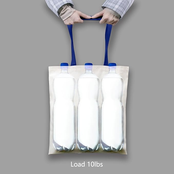 TOPDesign 12-Pack Economical 16"x15" Cotton Tote Bag, Lightweight Medium Reusable Grocery Shopping Cloth Bags, Suitable for DIY, Advertising, Promotion, Gift, Activity