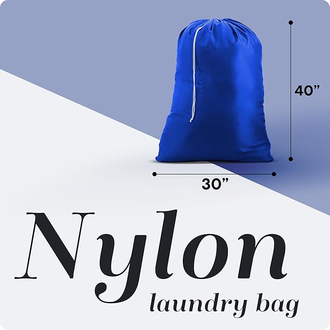 Handy Laundry Nylon XL - Large Capacity with Locking Drawstring, Machine Washable, Fits Laundry Baskets or Hampers, Holds 3 Loads of Clothes - Royal Blue (Pack of 2)