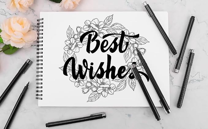 Muchcute Micro Fineliner Drawing Art Pens: 8 Black Fine Line Waterproof Ink Set Artist Supplies Archival Inking Markers Liner Professional Sketch Outline Crafts Sketching Watercolor Zentangle Stuff