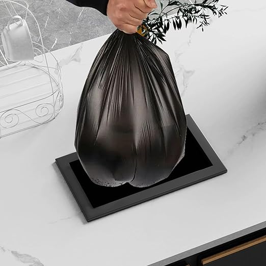 Embedded Countertop Trash Can, Stainless Steel Kitchen Trash Can, Built-in Countertop Trash and Waste Chute, Square Built-in Countertop Trash Can Grommet,Silver Trash can Grommet