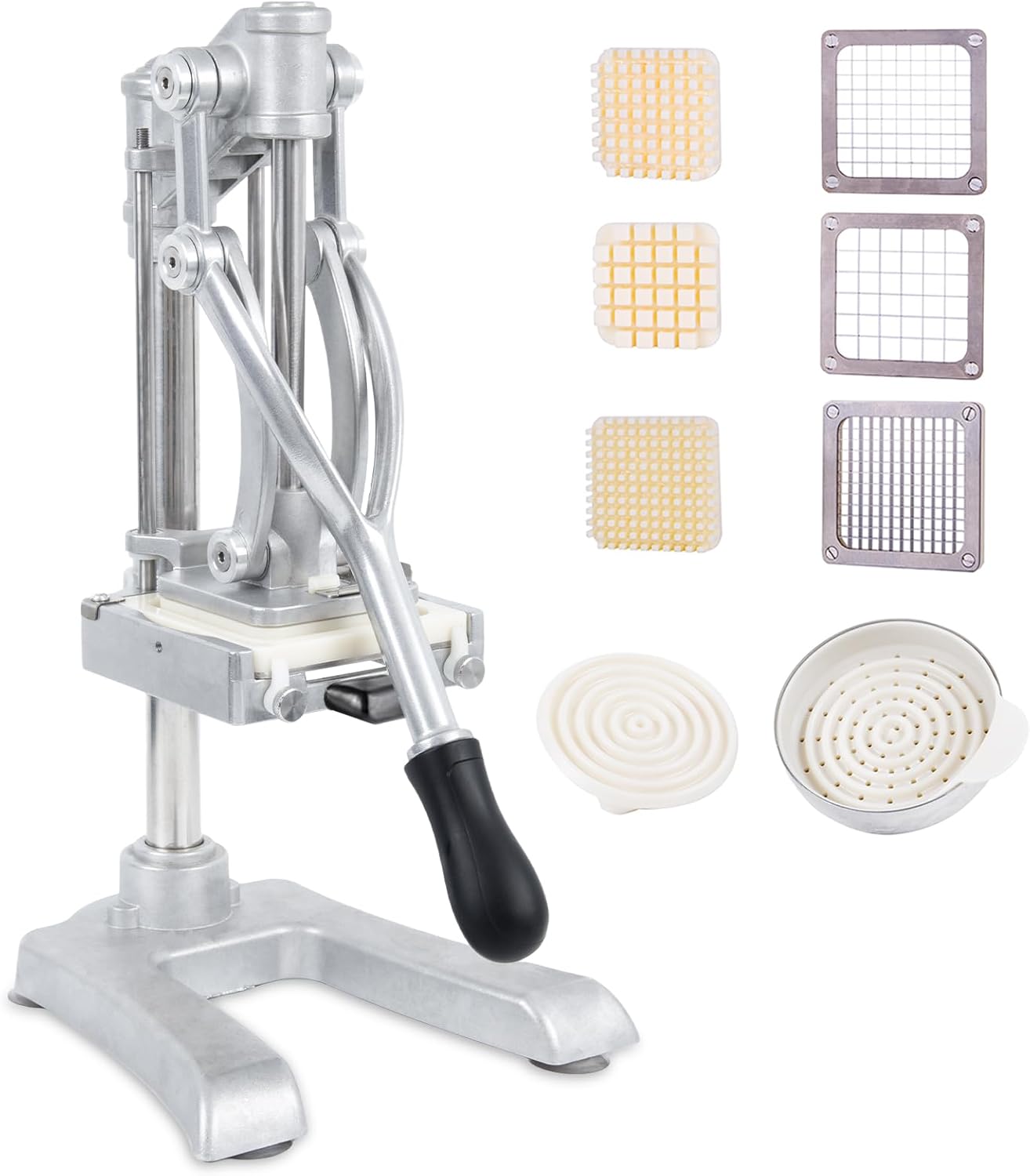 Commercial Vegetable Fruit Chopper, Hand Press Juicer, Professional Citrus Juicer for Lime Lemon, Stainless Steel Food Dicer French Fry Cutter Slicer 1/4″ & 3/8″ & 1/2" Blade