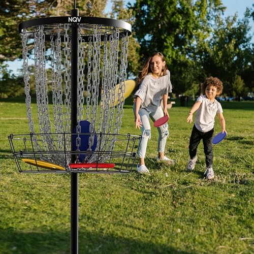 NQV PRO Disc Golf Basket,Heavy Duty 24 Chain Portable Target with Transit Bag, Outdoor/Indoor - size: 50in-Black