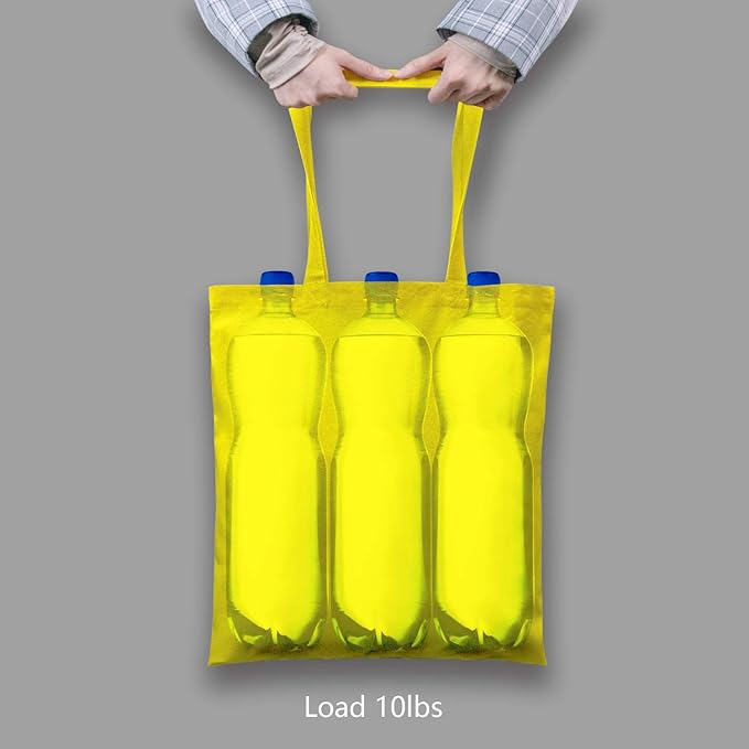TOPDesign 6-Pack Economical 16"x15" Yellow Cotton Tote Bag, Lightweight Medium Reusable Grocery Shopping Cloth Bags, Suitable for DIY, Advertising, Promotion, Gift, Activity