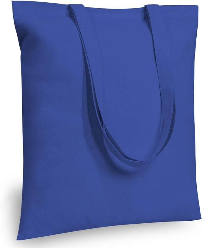 TOPDesign 6-Pack Economical 16"x15" Blue Cotton Tote Bag, Lightweight Medium Reusable Grocery Shopping Cloth Bags, Suitable for DIY, Advertising, Promotion, Gift, Activity