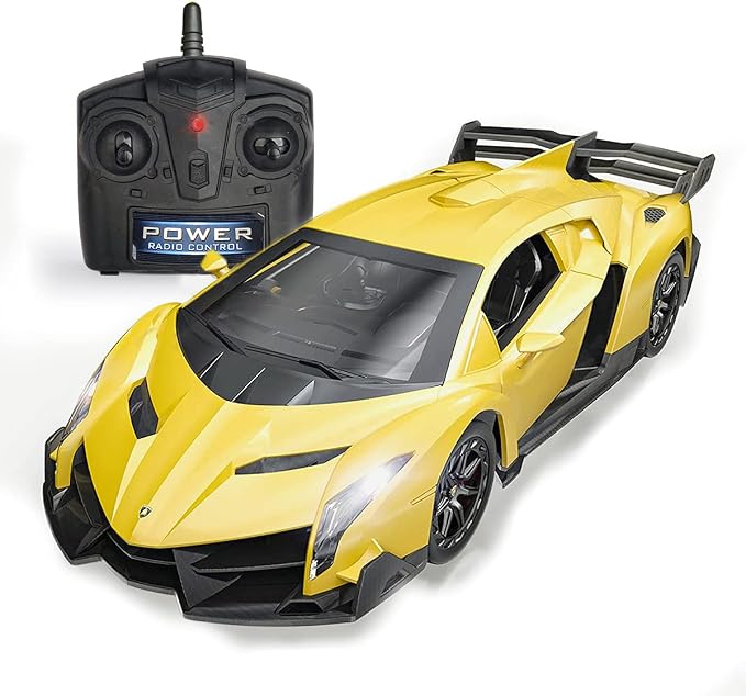 Remote Control RC CAR Racing Cars Compatible with Lamborghini Veneno Officially Licensed 1:24 Toy RC Cars Model Vehicle for Boys 6,7,8 Years Old,Yellow