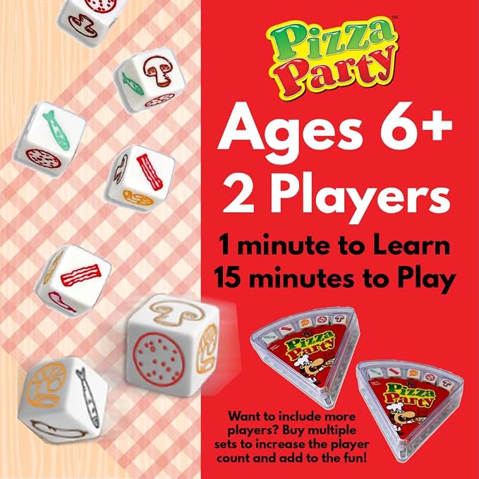 University Games, Pizza Party Dice Game, Dice Game for Kids and Families, Ages 6+
