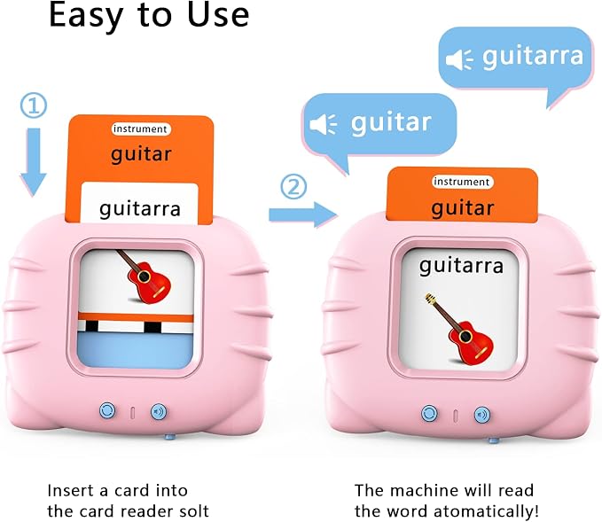 Lapare Spanish and English Bilingual Audible Flash Cards Toy with Music for Toddlers 1 2 3 4 5, Learn Spanish and English for Kids, Niñas, Niños, Bebes