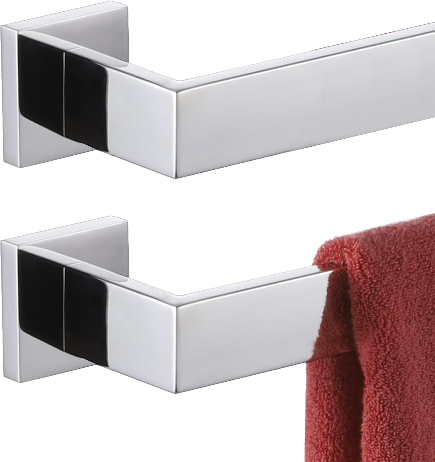 KOKOSIRI 24-Inch Towel Bar, Bathroom Kitchen Towel Holder, Wall Mounted SUS304 Stainless Steel Towel Rack 2 Pack, Polished Chrome, B4003CH-L24-P2