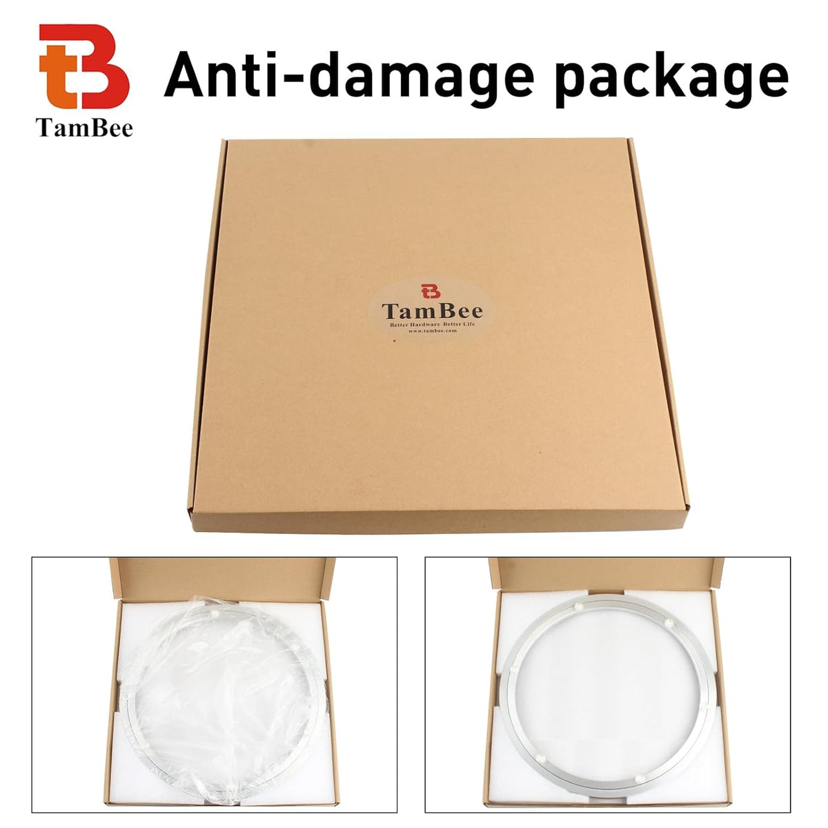 TamBee 14 Inch Mute Lazy Susan Bearing Heavy Duty Aluminum Lazy Susan Hardware Kit Rotating Ring Mechanism for Dining Tables, DIY Projects(Base Only)