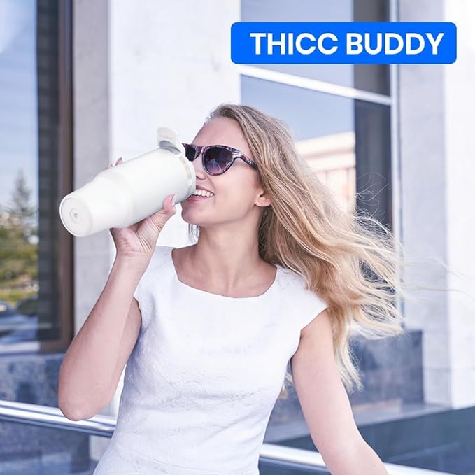 Frost Buddy Thicc Buddy - 16 oz Stainless Steel Vacuum Insulated Tumbler with Lid and Straw for Water - Travel Mug Cupholder Friendly - Gifts for Women Men Him Her (Texas Tea)