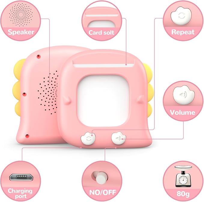 Kidzdo 520 ABCs Sight Word Talking Flash Cards for Toddlers, Easter/Birthday Gifts for 2 3 4 5 6 Year Old Girls, Early Educational Toys, Pocket Speech Learning Toys for Autistic Kids Ages 2-6, Pink