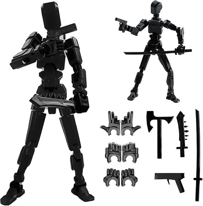 Dumwick Titan13 Action Figure, Lucky Robot 13 Action Figure,3D Printed Multi-Jointed Movable Action Figures,Dummy Robot 13 Figure Creative Gifts for Kids Adults (Black)
