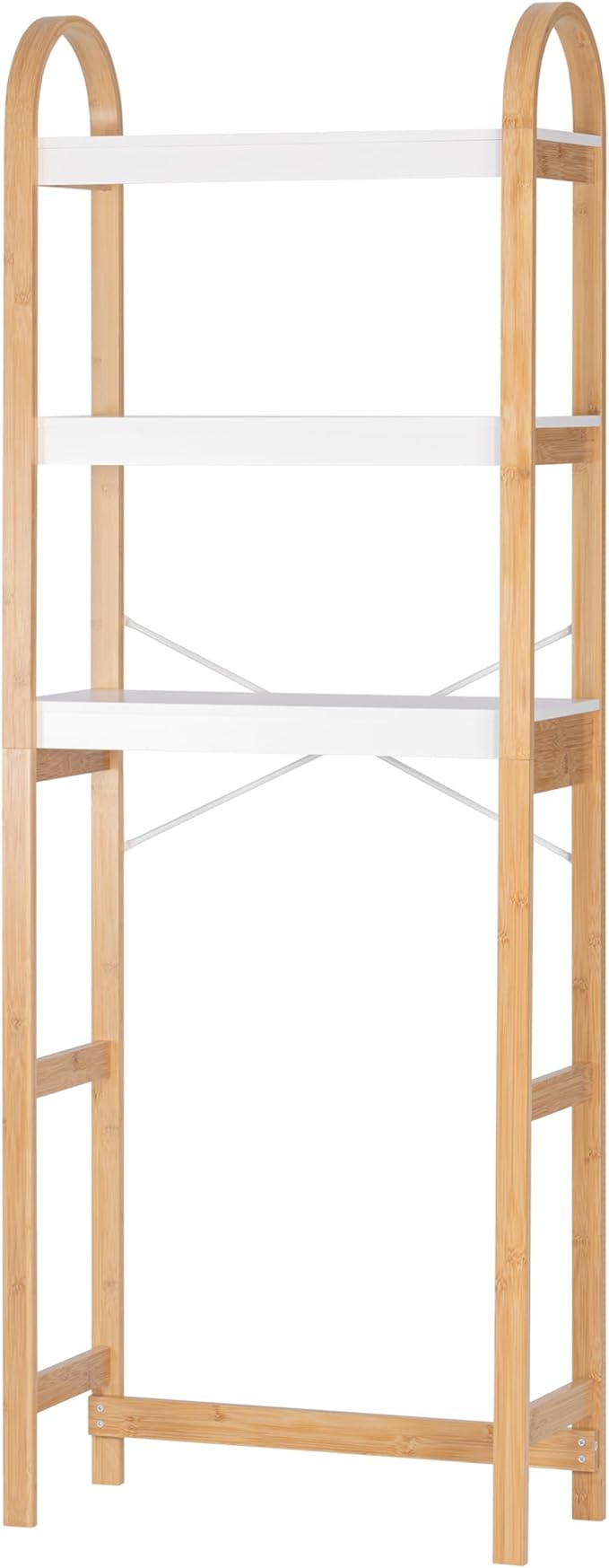Spirich Over The Toilet Storage Shelf, 3-Tier Over Toilet Bathroom Organizer, Space-Saving Above Toilet Storage Shelf Rack with Bamboo Frame