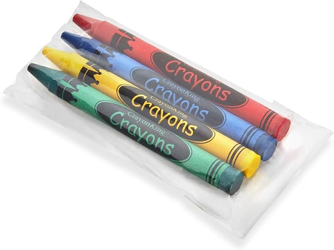 CrayonKing 2000 Bulk Crayons, 500 Individually Wrapped 4-Packs | Non-Toxic, Perfect for Restaurants, Perfect for Classrooms, Perfect for Parties, Goodie Bag Fillers, 4 Assorted Colors