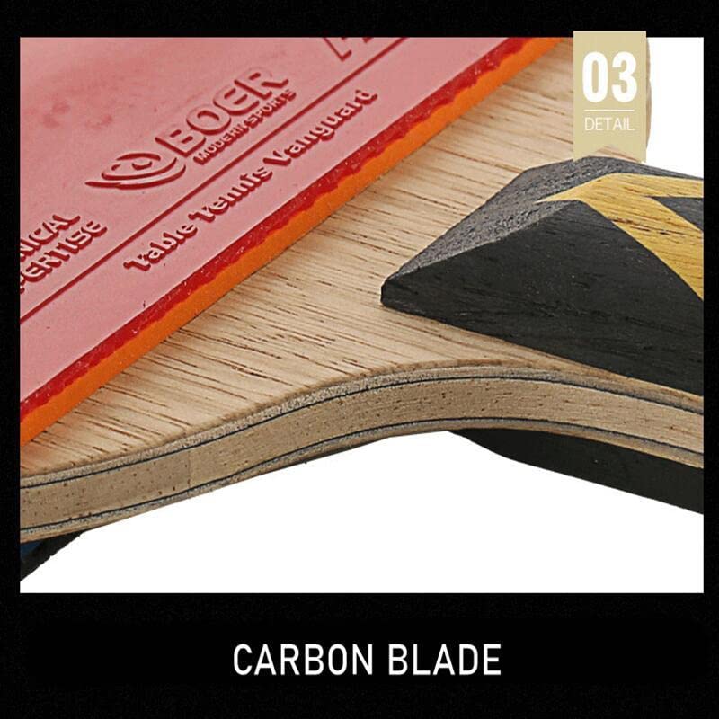Table Tennis Racket 7 Ply Carbon Fiber Ping Pong Pimples-in Rubber Paddle Bat with Bag - color: D