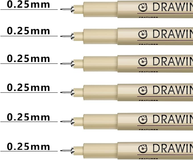 Muchcute Extra Fine Point Writing Pens:6 Black 0.25mm Ultra Thin Micron Pen 01 No Bleed Bible Journaling Study Supplies Annotation Smooth Waterproof Micro Line Tip Fineliner Gel Felt Ink Markers Stuff