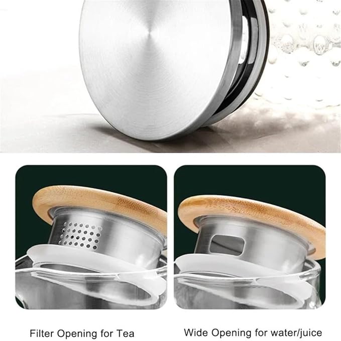 Water Pitcher Glass Water Pitcher with Filter Lid and Pouring Spout Heat Resistant Carafe for Hot Cold Beverages Homemade Ice Tea Bottle Glass Pot(1.5L)