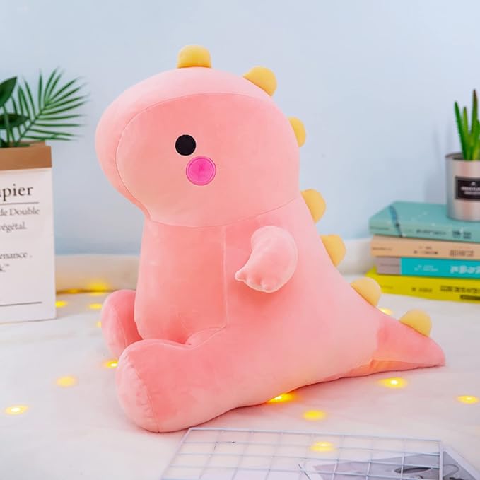 DUANMUL Cute Dinosaur Plush Toys, Fat Dinosaur Stuffed Animals Toys Dolls, Dinosaur Plush Toy Soft Stuffed Animal Dino Plushies Doll Cute Birthday Gifts for Kids Girls Boys (Pink,23in)