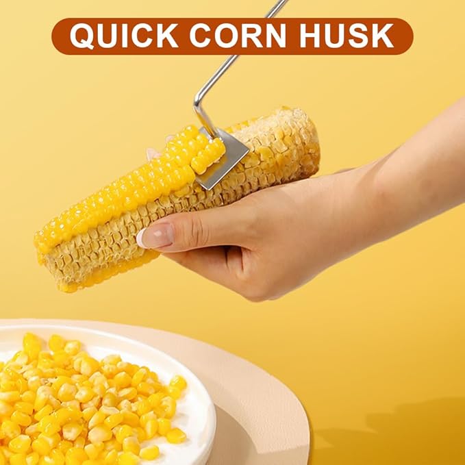 Easy Clean Corn Cob Peeler, 2024 New Corn Peeler for Corn On The Cob Corn Cob Stripper Corn on the Cob Remover, Stainless Steel Corn Stripping Tool for Home Kitchen, Restaurant Chef (3)