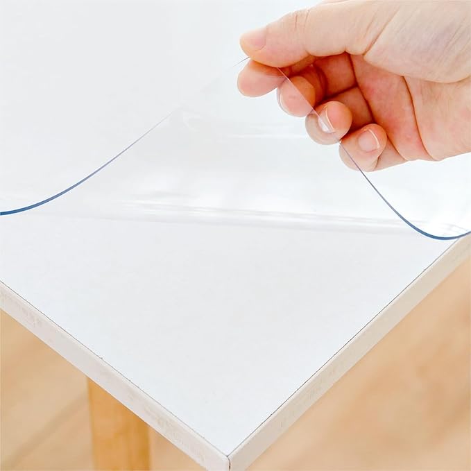 36 x 96 Inch Clear Table Cover Protector, Clear Table Protector for Dining Room Table, 1.5mm Plastic Table Cover, Waterproof Table Pad for Kitchen, Office