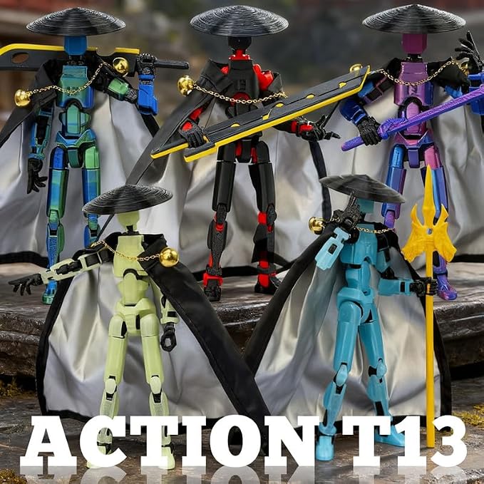 T13 Assembly Completed Action Figures,T-13 Action Figure, Robo 13 3D Printed Action Figure - The Ultimate Hero for Action-Packed Playtime,5.2 Inch, Green(Glows in The Dark)