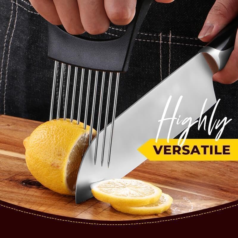 Onion Slice Holder, 2025 Upgraded Stainless Steel Onion Holder for Slicing Lemon Slicer Vegetable Cutter, Kitchen Chopper Slicing Assistant Tool for Meat, Onion, Potato, Tomato (2, B)