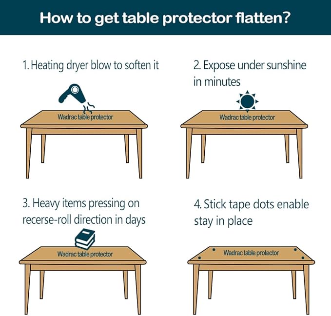 18x96 inch Clear Table Protector Long Trainning Table Protection Cover Mat Rectanglar Plastic Table Cloths Clear Carpet Protector Kitchen Countertop Screen Protective Easy Clean Wipeable PVC Vinyl