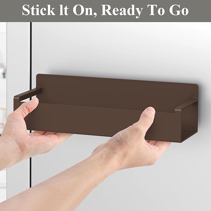 4 Pack Magnetic Spice Rack Organizer for Refrigerator and Oven, Brown Fridge Organizers and Storage for Kitchen